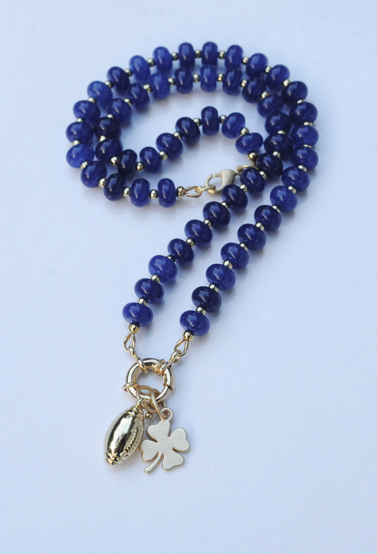 Game Day Sailor Clasp Necklace – Deep Blue Football (Notre Dame Fighting Irish)
