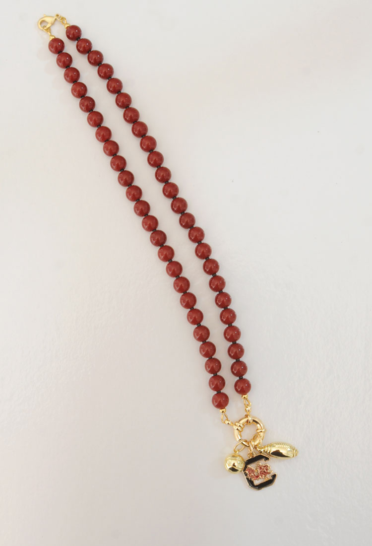 Game Day Sailor Clasp Necklace – USC Gamecocks with Football and Basketball Charms - Image 3