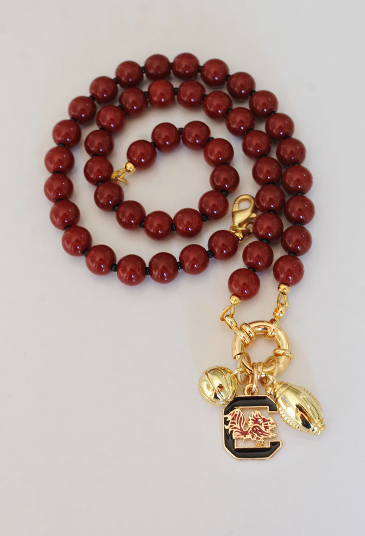 Game Day Sailor Clasp Necklace – USC Gamecocks with Football and Basketball Charms - Image 5