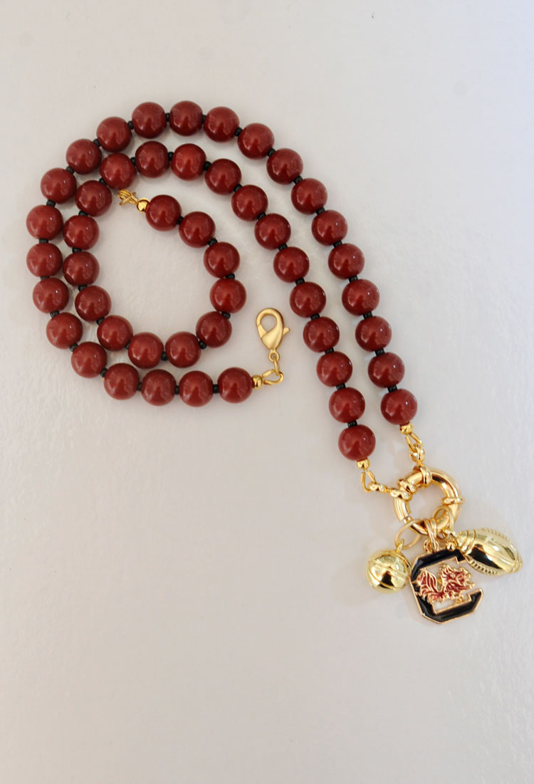 Game Day Sailor Clasp Necklace – USC Gamecocks with Football and Basketball Charms - Image 4