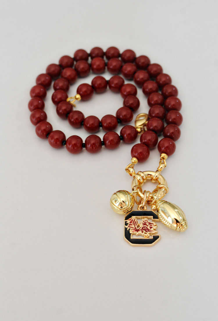 Game Day Sailor Clasp Necklace – USC Gamecocks with Football and Basketball Charms - Image 6