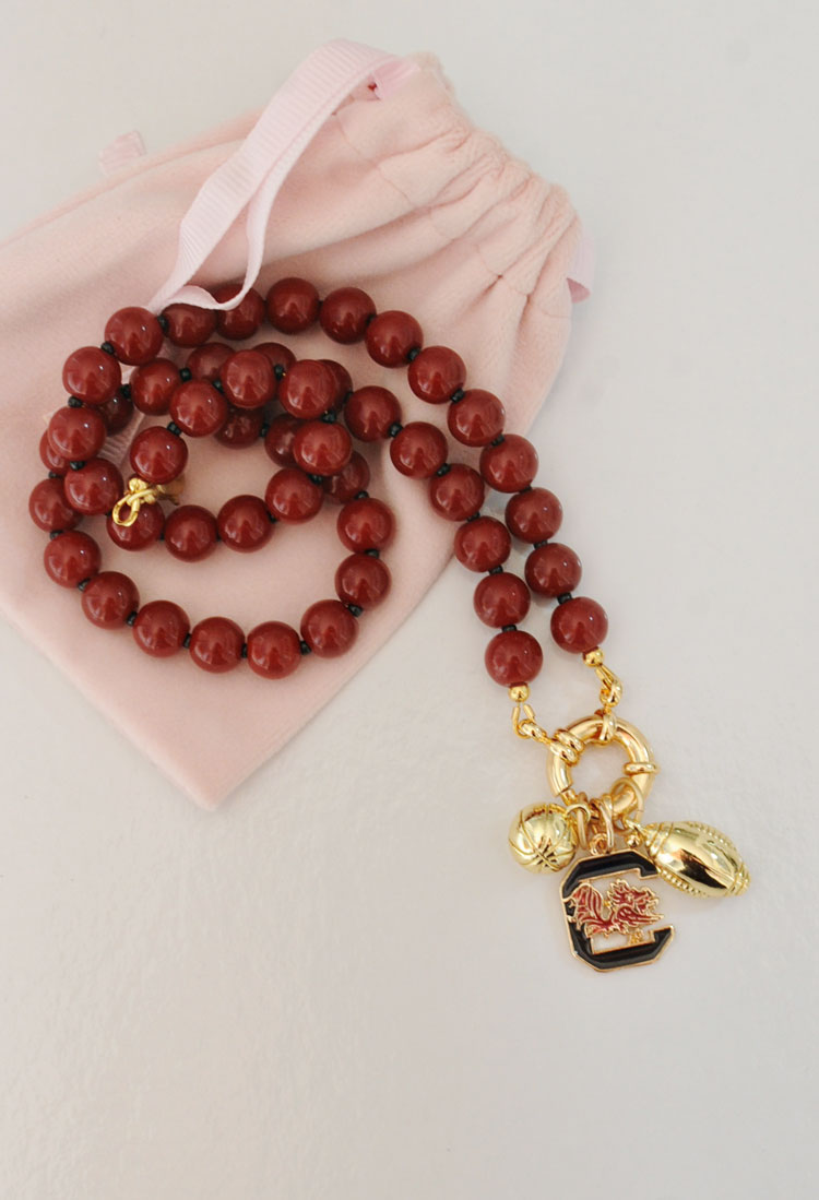 Game Day Sailor Clasp Necklace – USC Gamecocks with Football and Basketball Charms - Image 2