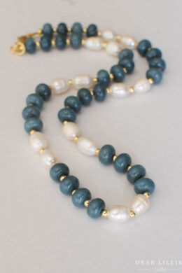 The Margaret Pearl Necklace in Spruce Blue Jade
