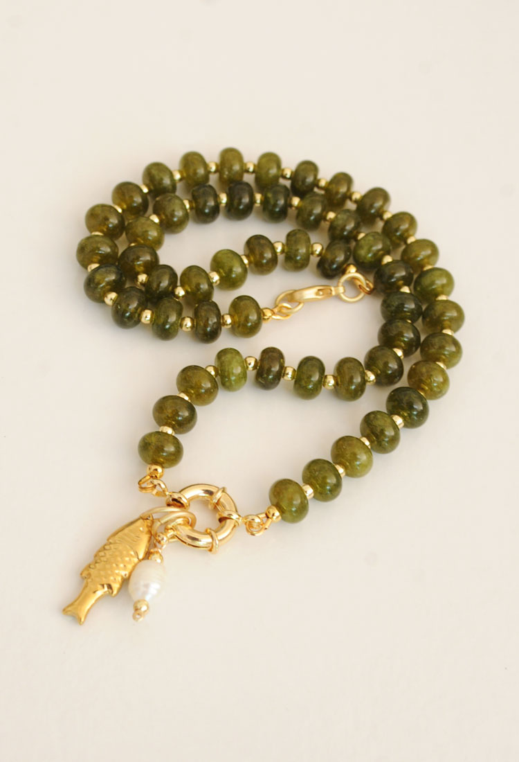 The Sailor Clasp Necklace in Olive
