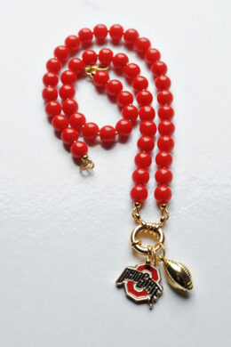 Game Day Sailor Clasp Necklace – Ohio State Buckeyes in Red and Gold with Football Charm