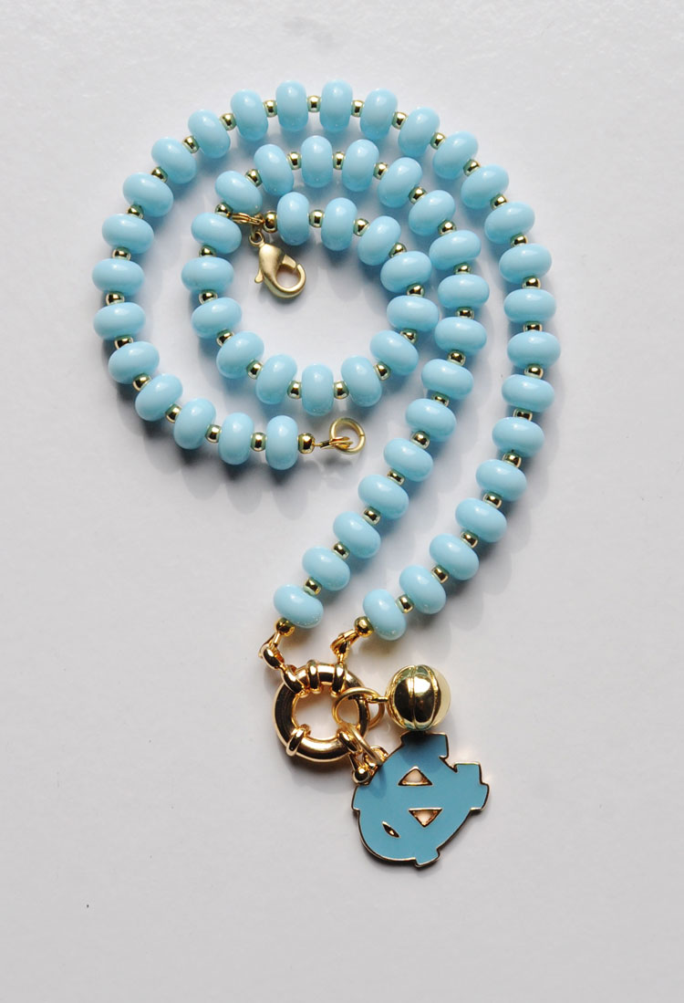 Game Day Sailor Clasp Necklace – North Carolina Tarheels in Blue With Basketball Charm - Image 4