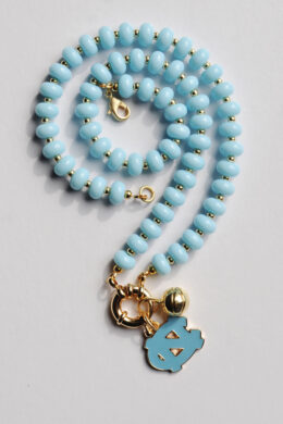 Game Day Sailor Clasp Necklace – North Carolina Tarheels in Blue With Basketball Charm