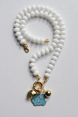 Game Day Sailor Clasp Necklace – North Carolina Tarheels in White With Football Helmet and Basketball Charms