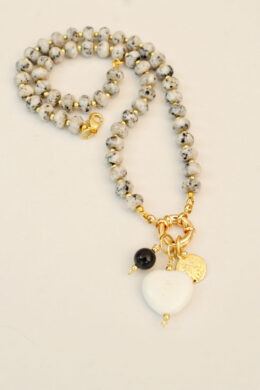 The Sailor Clasp Necklace in Dalmation with Heart and Coin Charms